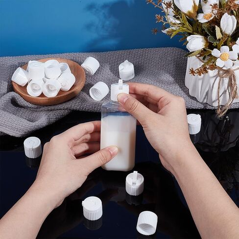 OLYCRAFT 36Pcs 20/410 Flip Top Dispensing Cap White Plastic Bottle Caps Spout Flip Caps Reusable Plastic Bottle Cap Replacement Bottles Lids for Shampoo Moisturizer Control Flow Lid 0.8 ID in Saudi Arabia