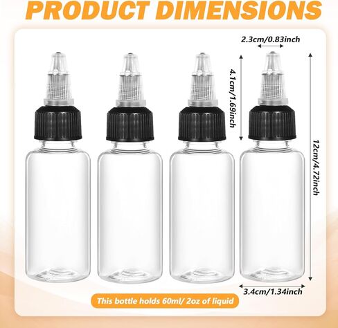 50 Pcs 2 oz Plastic Squeeze Bottles Dispensing with Twist Cap, Small Clear Squeeze Bottle with 2 Funnels for Liquids, Oils, Crafts, Kitchen, Household Home in Saudi Arabia