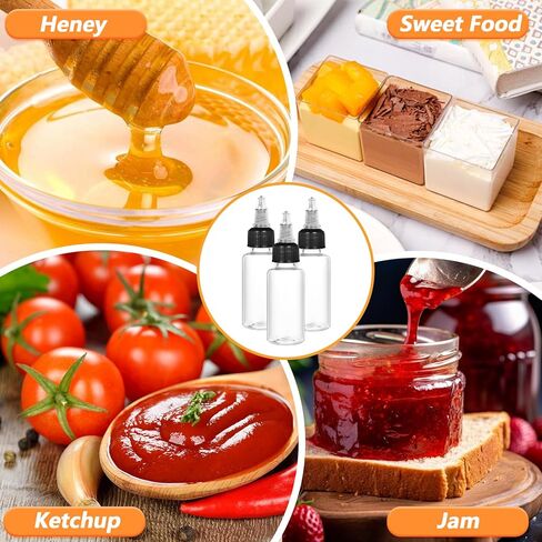 50 Pcs 2 oz Plastic Squeeze Bottles Dispensing with Twist Cap, Small Clear Squeeze Bottle with 2 Funnels for Liquids, Oils, Crafts, Kitchen, Household Home in Saudi Arabia