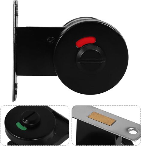 Alipis 304 Stainless Steel Privacy Bathroom Door Lock with Occupied Vacant Indicator for Public Restrooms Commercial Use Keyless Privacy Handle Lock in Matte Black in Saudi Arabia