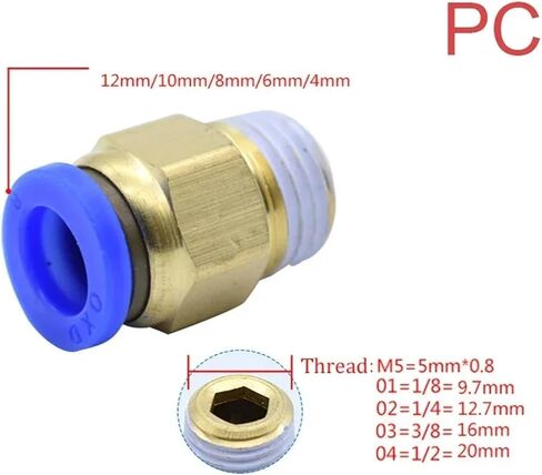 Pneumatic Connector PC 4MM-12mm Hose Tube Fitting 1/4" 1/8" 3/8" 1/2"Thread Pipe Coupler 1Pcs(6-03) in Saudi Arabia