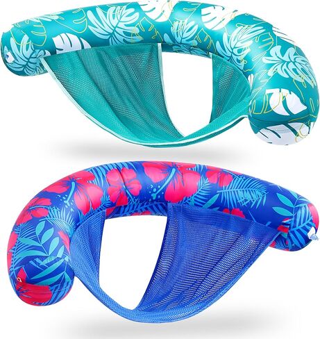 Sloosh Pool Floats Adult, 2 Pack Inflatable Noodle Chair with Sling Soft Fabric, Floating Pool Float Lounge for Summer Water Fun in Kuwait