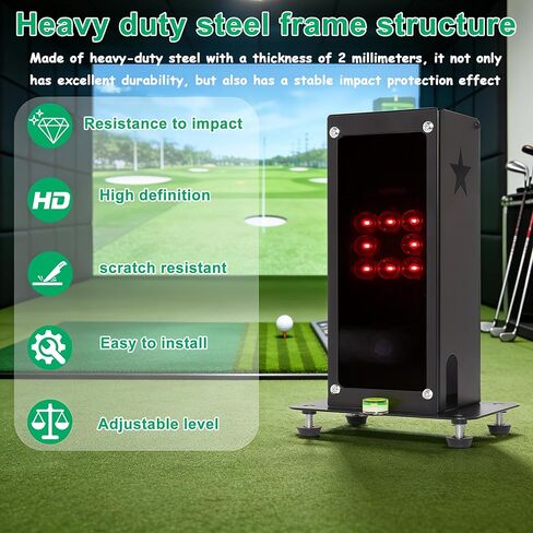 Protective Shield for Square Golf Launch Monitor with Leveling,Metal Golf Launch Monitor Case, Protects Against Collisions and Ventilation Design,Indoor/Outdoor Use,for Golf Lovers (Black) in Saudi Arabia