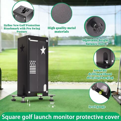 Protective Shield for Square Golf Launch Monitor with Leveling,Metal Golf Launch Monitor Case, Protects Against Collisions and Ventilation Design,Indoor/Outdoor Use,for Golf Lovers (Black) in Saudi Arabia