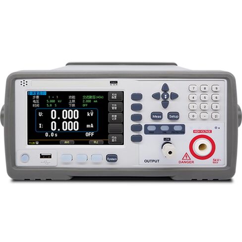 جهاز اختبار Hipot AC/DC/IR مع DC 6kV/5mA AC 5.000kV/10mA مقاومة العزل DC 1kV/10GΩ دقة معالج ARM 32 بت عالية الأداء 1% شاشة LCD ملونة 5 بوصات in Saudi Arabia