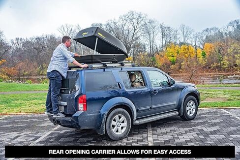 شركة Jegs Rooftop Cargo Carrier لتخزين السيارات - حاملة شحن رف كبيرة - تخزين شاق على مدفوعات الطقس - مصنوعة في الولايات المتحدة الأمريكية - 18 قدم مكعب - 110 رطل - حاملة شحن هيرو الصلبة in Kuwait