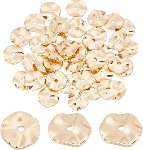 PH Pandahall 50pcs 8mm مسطحة مستديرة الخرز ، والخرز من النحاس الفضي المربحي بالخرز نتائج مجوهرات فضفاض in Kuwait