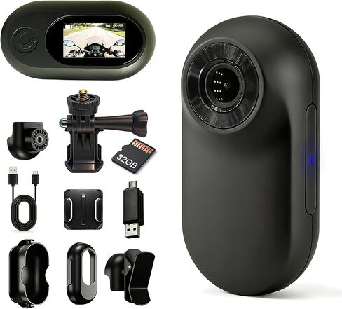 كاميرا الجسم المصغرة ، كاميرا الجسم المصغرة بحجم الإبهام ، كاميرات جسم يمكن ارتداؤها مع تسجيل الصوت والفيديو ، كاميرا الفيديو المحمولة المحمولة POV المجانية للمشي ، الصيد ، السفر (أسود) in Kuwait