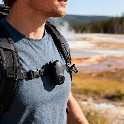 كاميرا الجسم المصغرة ، كاميرا الجسم المصغرة بحجم الإبهام ، كاميرات جسم يمكن ارتداؤها مع تسجيل الصوت والفيديو ، كاميرا الفيديو المحمولة المحمولة POV المجانية للمشي ، الصيد ، السفر (أسود) in Kuwait