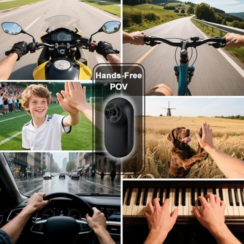 كاميرا الجسم المصغرة ، كاميرا الجسم المصغرة بحجم الإبهام ، كاميرات جسم يمكن ارتداؤها مع تسجيل الصوت والفيديو ، كاميرا الفيديو المحمولة المحمولة POV المجانية للمشي ، الصيد ، السفر (أسود) in Kuwait