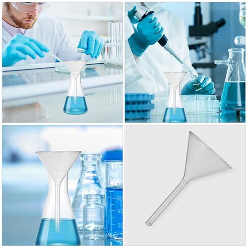 قمع مثلث زجاجي 75 مللي متر واسع الفم أواني زجاجية للمختبر الترشيح الكيميائي وأداة مصفاة نقل السائل للتجارب in Kuwait
