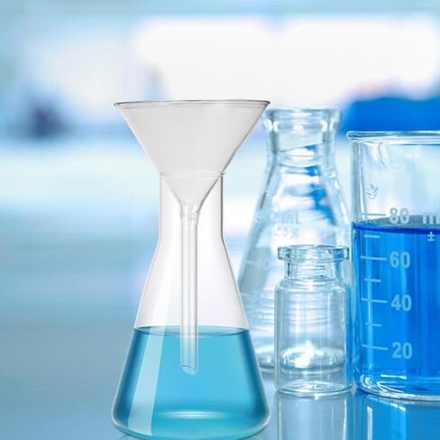 قمع مثلث زجاجي 75 مللي متر واسع الفم أواني زجاجية للمختبر الترشيح الكيميائي وأداة مصفاة نقل السائل للتجارب in Kuwait