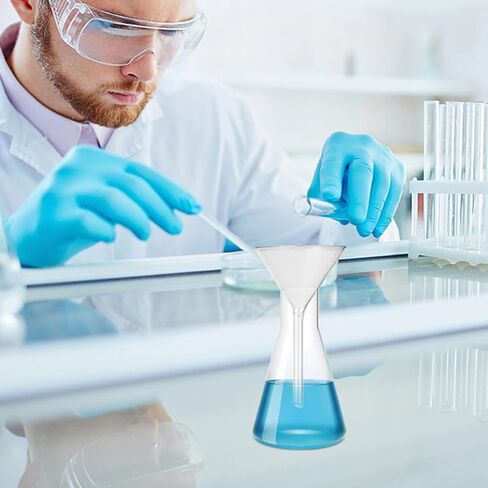 قمع مثلث زجاجي 75 مللي متر واسع الفم أواني زجاجية للمختبر الترشيح الكيميائي وأداة مصفاة نقل السائل للتجارب in Kuwait