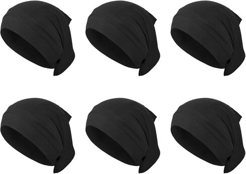 6 قطع من عمامة دريدلوك من الألياف اللدنة، قبعة دريدلوك مرنة واسعة للرجال، أغطية رأس سوداء ناعمة من أجل لوكس، ملحقات دريدلوك in Kuwait