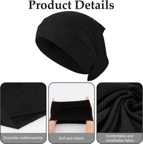 6 قطع من عمامة دريدلوك من الألياف اللدنة، قبعة دريدلوك مرنة واسعة للرجال، أغطية رأس سوداء ناعمة من أجل لوكس، ملحقات دريدلوك in Kuwait