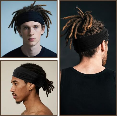 6 قطع من عمامة دريدلوك من الألياف اللدنة، قبعة دريدلوك مرنة واسعة للرجال، أغطية رأس سوداء ناعمة من أجل لوكس، ملحقات دريدلوك in Kuwait