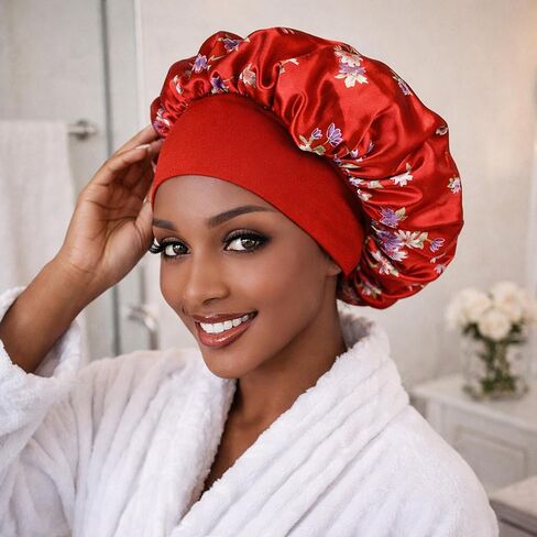 Soft Satin Bonnet Silk Hair Wrap for Women Sleeping Cap Bonnets with Elastic Band Night Sleep Cap Head Cover in Saudi Arabia