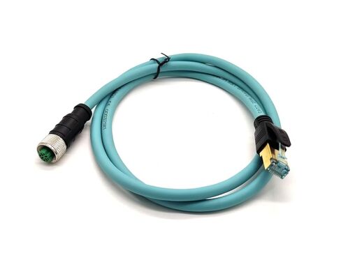 M12 4 Pin D Code أنثى إلى RJ45 Plug High Flex Cat7 كابل إيثرنت PVC الصناعي 1M in Kuwait