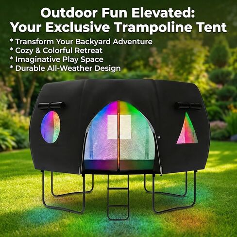 خيمة دائرية ترامبولين بطول 12 قدم (خيمة فقط) تناسب إطار بطول 12 قدم و8 أعمدة منحنية مع مصابيح LED، غطاء خيمة ترامبولين من قماش أكسفورد، مظلة ترامبولين مقاومة للتمزق، مقاومة للمطر، مناسبة للتخييم في الهواء الطلق - أسود in Kuwait