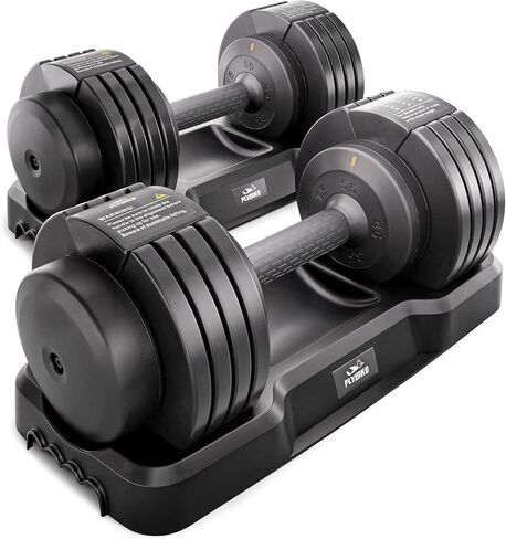 FLYBIRD DB2 Adjustable Dumbbell, 55LB/110LB Single Dumbbell for Home Gym Exercise & Fitness, 5-IN-1 Fast Adjustable Weights with Anti-Slip Handle (2 Weight Option) in Kuwait
