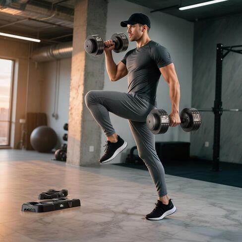 دمبل FLYBIRD DB2 قابل للتعديل، دمبل فردي 55LB/110LB لممارسة التمارين الرياضية واللياقة البدنية في المنزل، أوزان سريعة التعديل 5 في 1 مع مقبض مضاد للانزلاق (خياران للوزن) in Kuwait