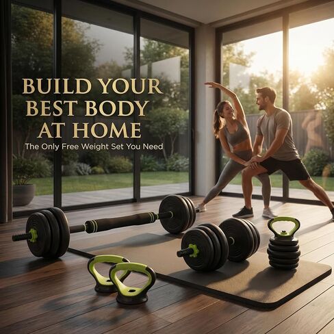 مجموعة دمبل قابلة للتعديل بوزن 44 رطل، مجموعة أوزان مجانية 4 في 1 مع أثقال وأثقال كيتل بيل ومقابض دفع لأعلى، صالة ألعاب رياضية منزلية مدمجة الكل في واحد للرجال والنساء، قبضة مضادة للانزلاق، ألواح هادئة مطلية بالمطاط in Kuwait