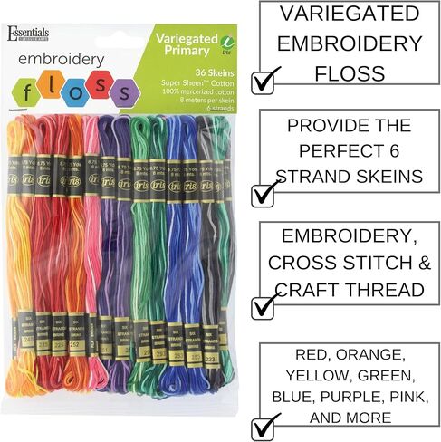 الأساسيات من قبل الفنون الترفيهية و Iris التطريز Floss 6 Strand Thread Thread 36 Pack - Colorfast Cotton Craft الخيط لغرزة متقاطعة ومشاريع DIY التطريز in Saudi Arabia