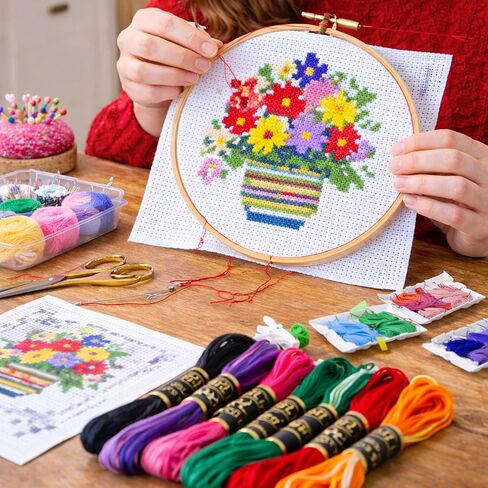 الأساسيات من قبل الفنون الترفيهية و Iris التطريز Floss 6 Strand Thread Thread 36 Pack - Colorfast Cotton Craft الخيط لغرزة متقاطعة ومشاريع DIY التطريز in Saudi Arabia