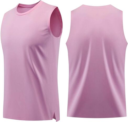 Men's Breathable Crew Neck Vest Sleeveless Training Tank Top Solid Quick Dry Lightweight Gym Running Sports Shirts in Saudi Arabia