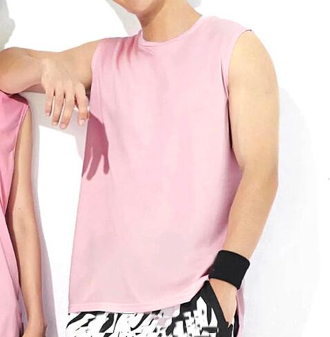Men's Breathable Crew Neck Vest Sleeveless Training Tank Top Solid Quick Dry Lightweight Gym Running Sports Shirts in Saudi Arabia