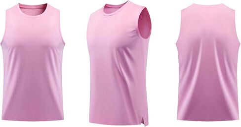 Men's Breathable Crew Neck Vest Sleeveless Training Tank Top Solid Quick Dry Lightweight Gym Running Sports Shirts in Saudi Arabia