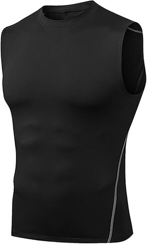 Men's Retro Solid Color Elastic Vest Fitness Sports Crew Neck Sleeveless Top Breathable Comfortable Gym Workout Shirt in Saudi Arabia