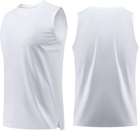 Men's Breathable Crew Neck Vest Sleeveless Training Tank Top Solid Quick Dry Lightweight Gym Running Sports Shirts in Saudi Arabia