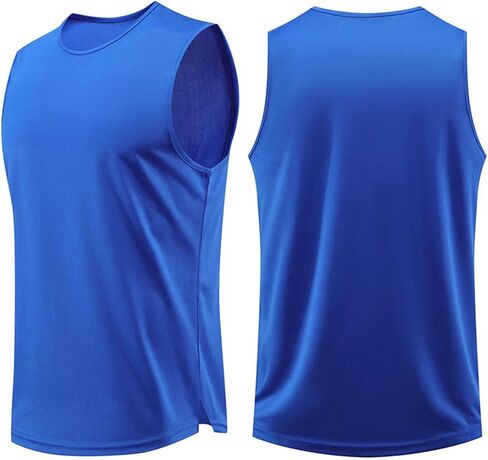 Men's Breathable Crew Neck Vest Sleeveless Training Tank Top Solid Quick Dry Lightweight Gym Running Sports Shirts in Saudi Arabia
