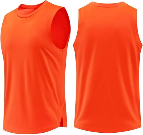 Men's Breathable Crew Neck Vest Sleeveless Training Tank Top Solid Quick Dry Lightweight Gym Running Sports Shirts in Saudi Arabia