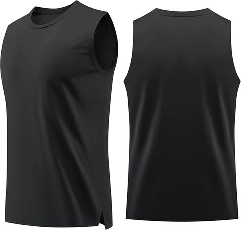 Men's Breathable Crew Neck Vest Sleeveless Training Tank Top Solid Quick Dry Lightweight Gym Running Sports Shirts in Saudi Arabia