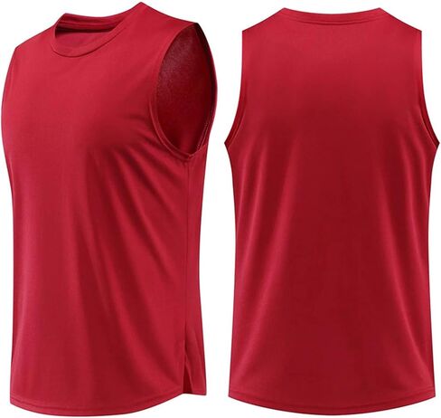 Men's Breathable Crew Neck Vest Sleeveless Training Tank Top Solid Quick Dry Lightweight Gym Running Sports Shirts in Saudi Arabia