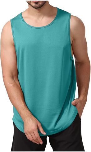 Casual Fitness Sports Tank Tops Slim Fit Vest Solid Crew Neck Sleeveless Top Breathable Lightweight Workout Gym Shirts in Saudi Arabia