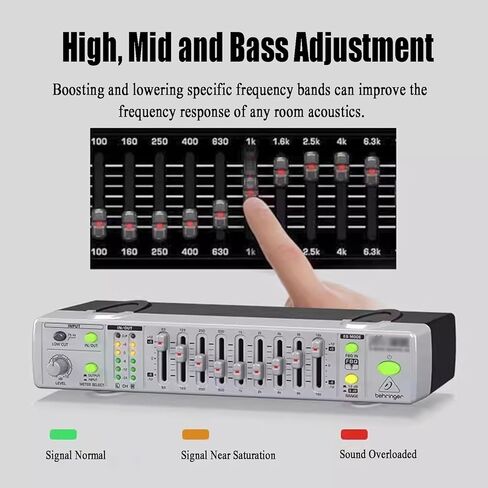 معادل رسومي ذو 9 نطاقات، معادل استيريو، تعديل عالي ومتوسط ​​وباس، مع مرشح منخفض القطع/إضاءة شاشة LED/تقنية الكشف عن ردود الفعل، للترفيه بالموسيقى in Kuwait