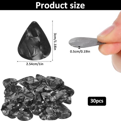 30pcs Black Guitar Picks, Celluloid Guitar Plectrums Bulk Guitars Picks Thin Pick And Bass Pick For Electric, Acoustic, Bass Guitars (0.5 Mm) in Saudi Arabia