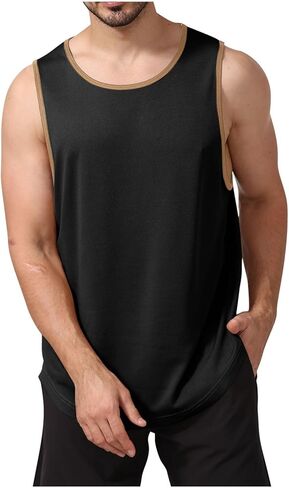 Casual Fitness Sports Tank Tops Slim Fit Vest Solid Crew Neck Sleeveless Top Breathable Lightweight Workout Gym Shirts in Saudi Arabia