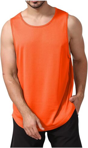 Casual Fitness Sports Tank Tops Slim Fit Vest Solid Crew Neck Sleeveless Top Breathable Lightweight Workout Gym Shirts in Saudi Arabia