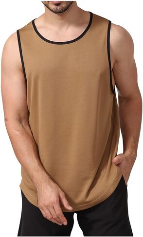 Casual Fitness Sports Tank Tops Slim Fit Vest Solid Crew Neck Sleeveless Top Breathable Lightweight Workout Gym Shirts in Saudi Arabia