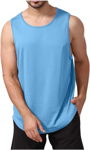 Casual Fitness Sports Tank Tops Slim Fit Vest Solid Crew Neck Sleeveless Top Breathable Lightweight Workout Gym Shirts in Saudi Arabia