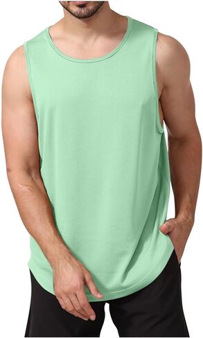 Casual Fitness Sports Tank Tops Slim Fit Vest Solid Crew Neck Sleeveless Top Breathable Lightweight Workout Gym Shirts in Saudi Arabia
