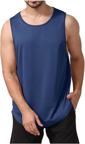 Casual Fitness Sports Tank Tops Slim Fit Vest Solid Crew Neck Sleeveless Top Breathable Lightweight Workout Gym Shirts in Saudi Arabia