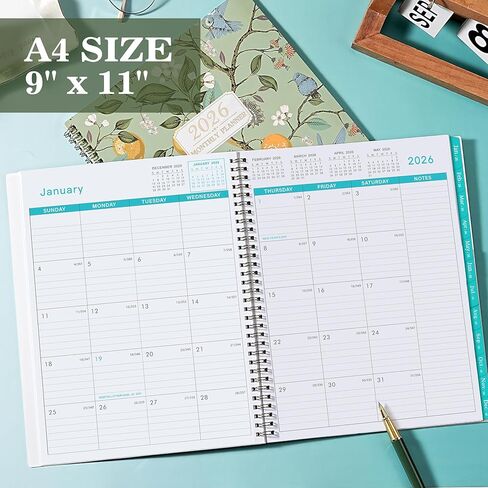 2026 Monthly Planner - 2026 Planner, JAN 2026 - DEC 2026, 2026 Monthly Planners 9" x 11" with Colorful Tabs, 12-Month Planner/Calendar with Contacts & Passwords &Thick Paper - Bird in Saudi Arabia