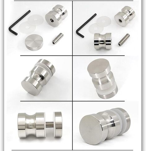 Polished Stainless Steel Push Pull Glass Door Knob | Durable Shower Handle Hardware for Screen Doors | Single Side Accessory (Double Sided) in Kuwait