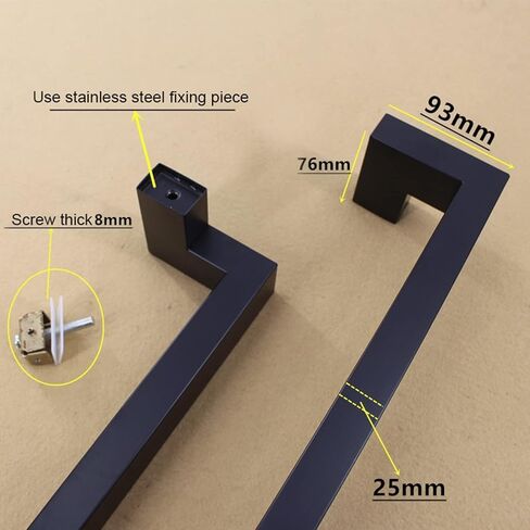 Stainless Steel Barn Door Handle 800mm - Brushed Finish Push & Pull Knob for Home & Office Glass Doors - Stylish Brown Grab Bar for Bathrooms & Interiors (Black 1000mm) in Saudi Arabia
