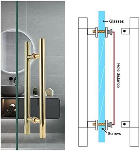 Gold H Shape Door Push Bar and Pull Handle Commercial Barn Door Pull Handles Heavy Duty Door Konb for Wooden Door Glass Door 47 1/4in (120cm) *90cm in Saudi Arabia